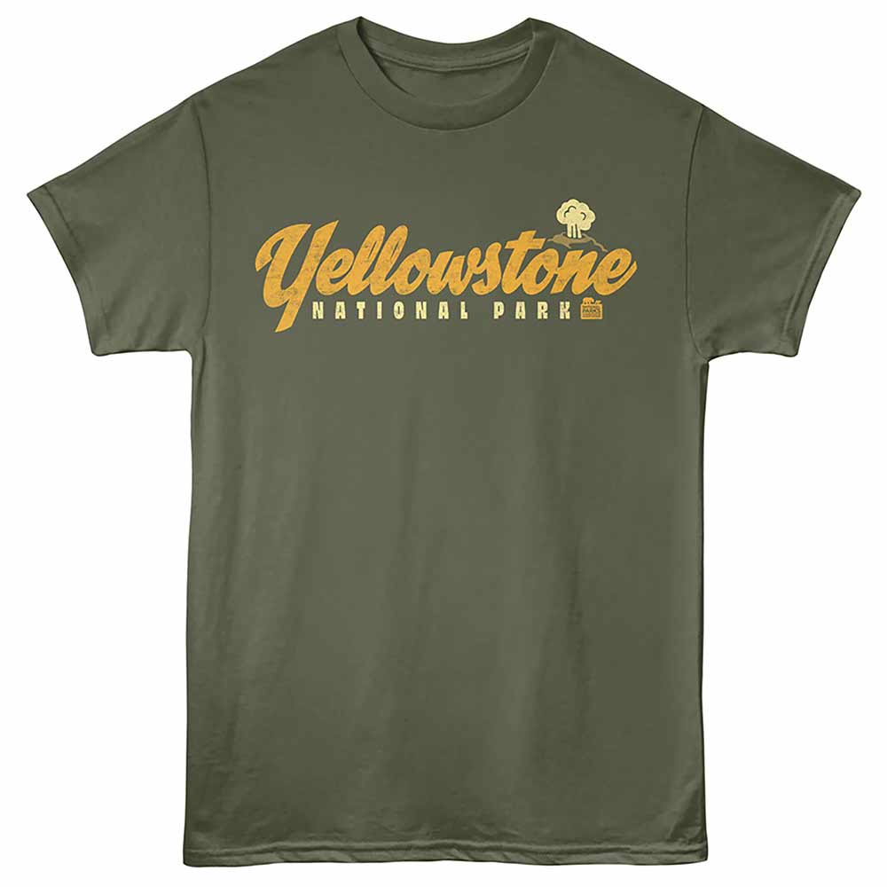 National Parks - Yellowstone Geyser Military Green T-Shirt