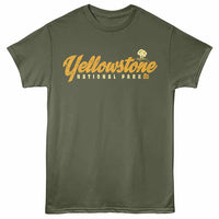 Thumbnail for National Parks - Yellowstone Geyser Military Green T-Shirt