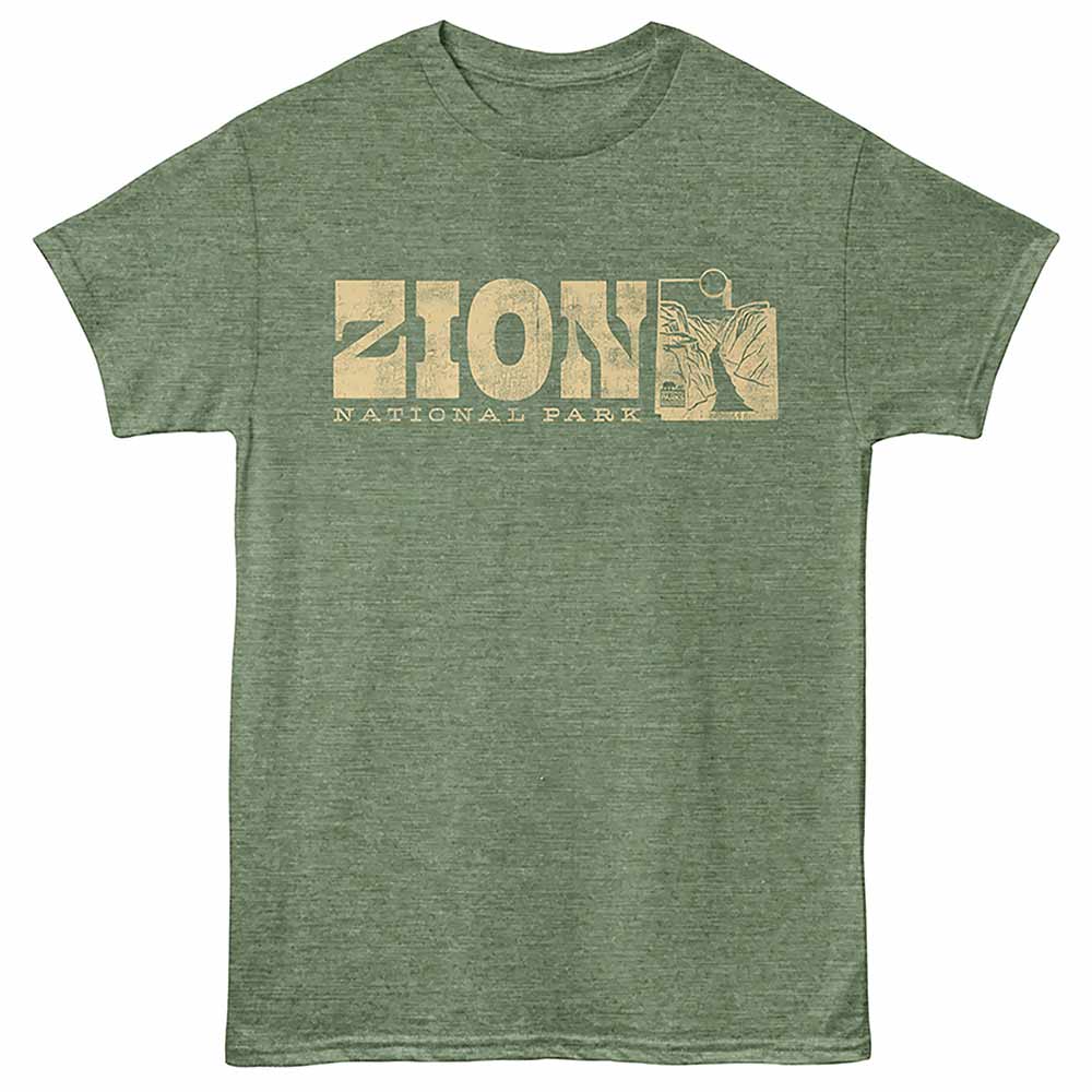 National Parks - Zion Utah Military Green Heather T-Shirt