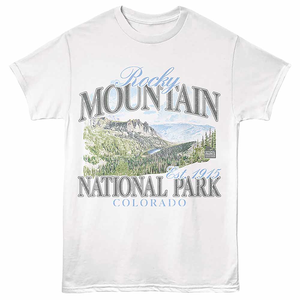 National Parks - Rocky Mountain Landscape White T-Shirt (5248)
