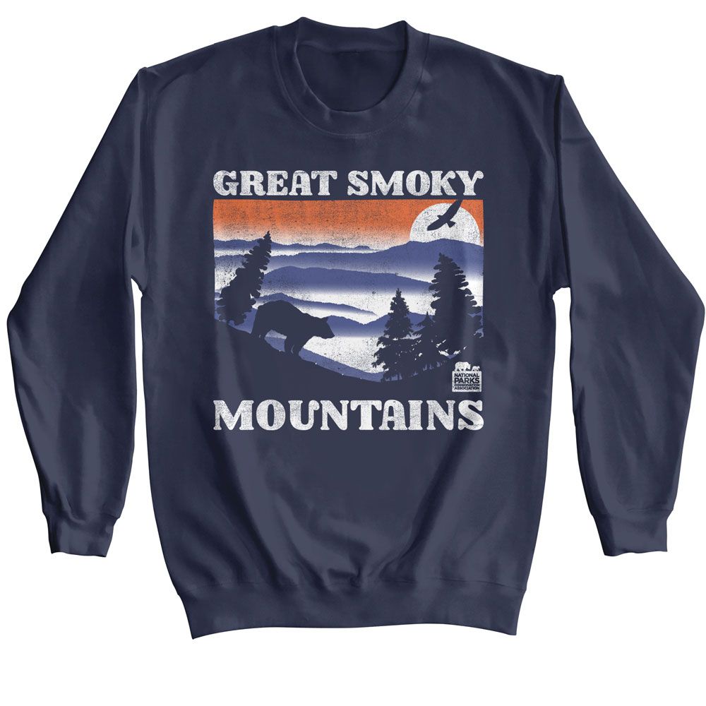 NPCA-GSM BEAR AND MTNS DARK-NAVY ADULT L/S SWEATSHIRT
