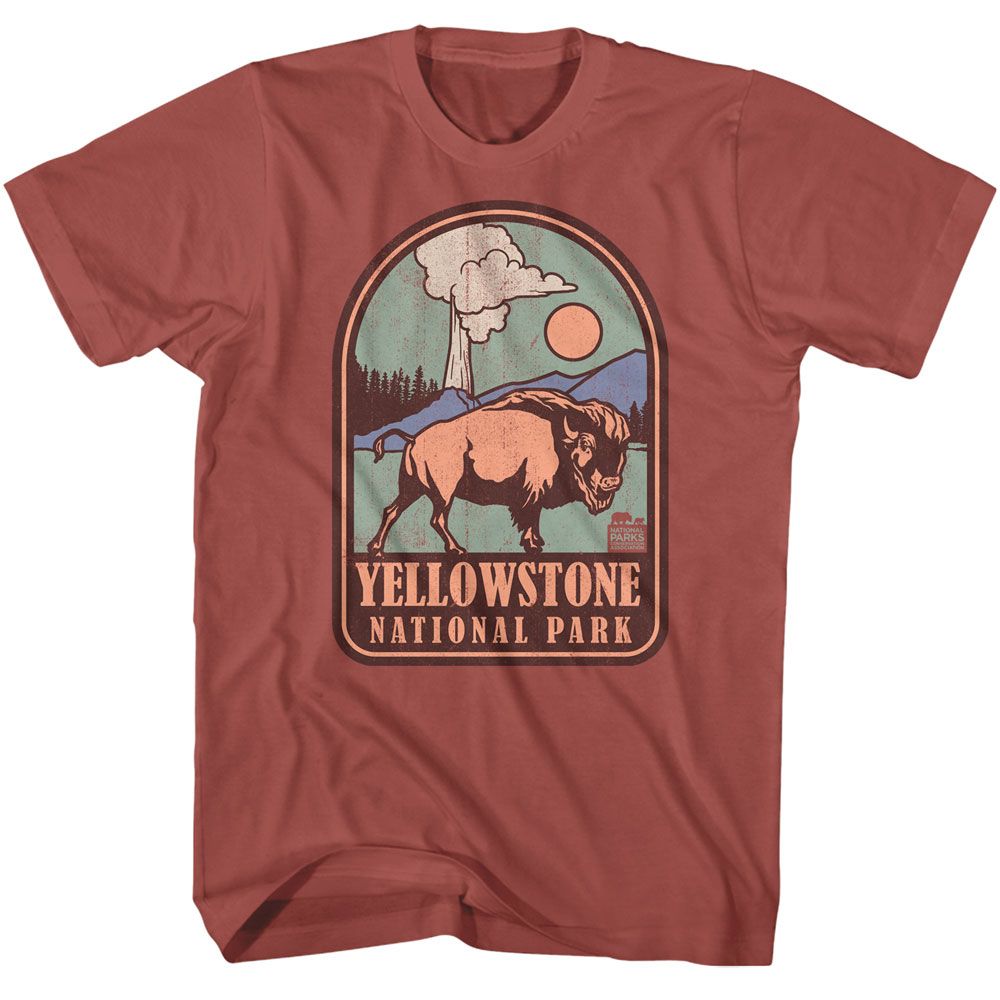 NPCA-YELLOWSTONE BADGE-TERRACOTTA ADULT S/S TSHIRT