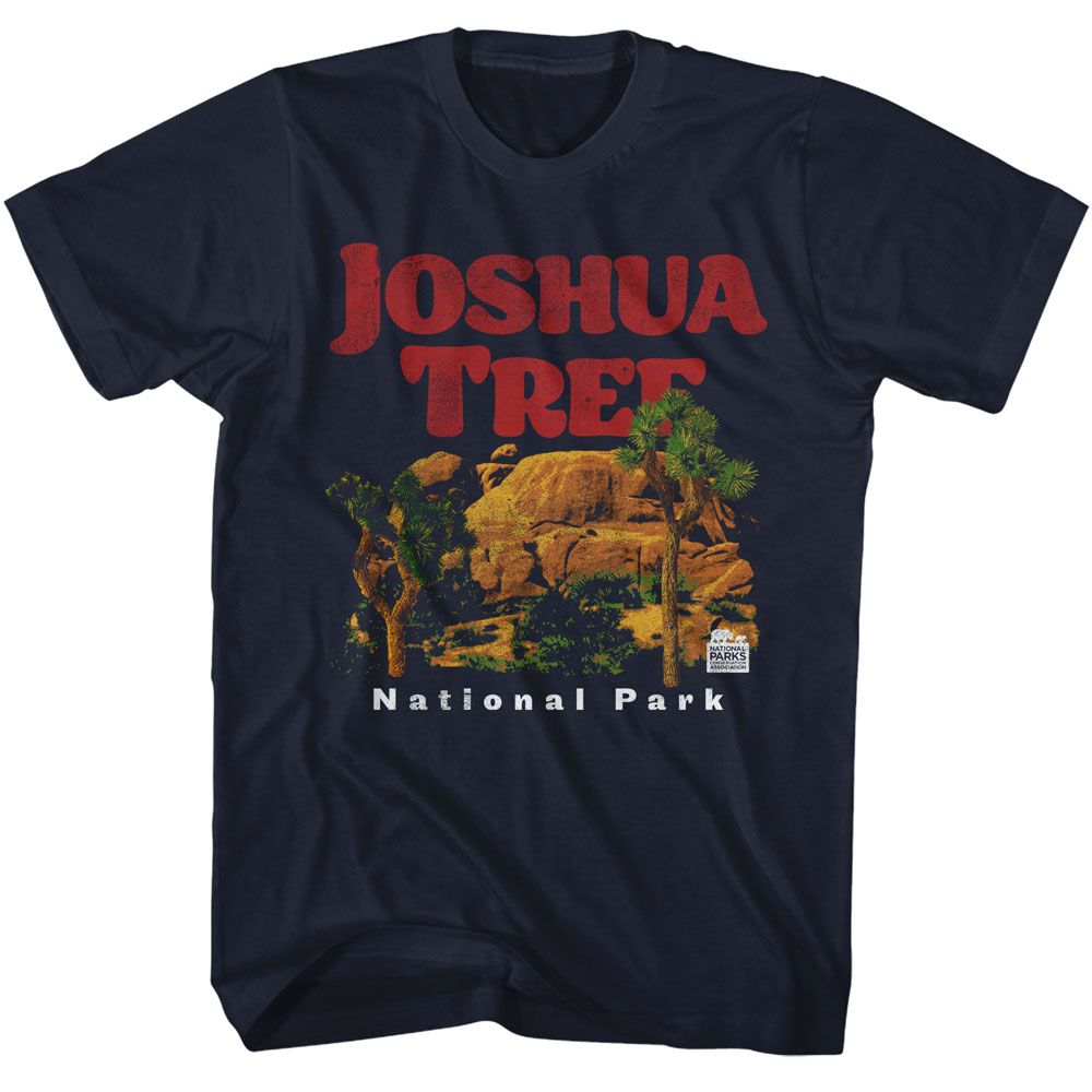 JOSHUA TREES AND ROCKS-NAVY ADULT S/S TSHIRT