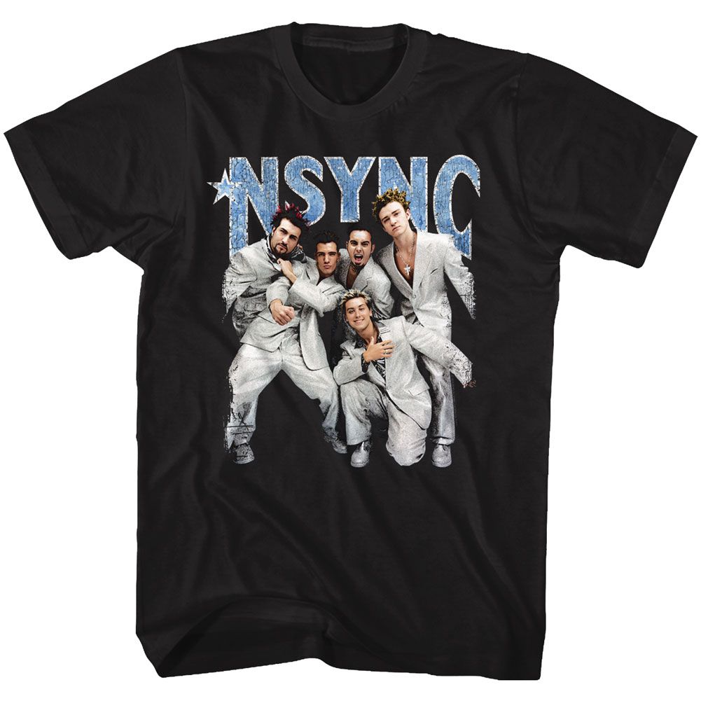 NSYNC-STRIKE A POSE-BLACK ADULT S/S TSHIRT