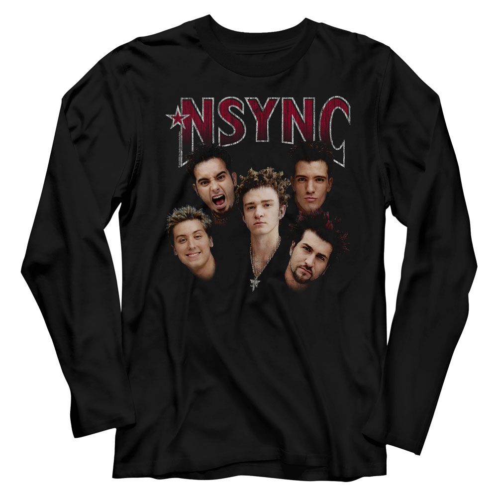 NSYNC-GROUP SHOT-BLACK ADULT L/S TSHIRT
