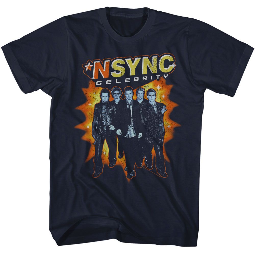 NSYNC-NSYNC CELEBRITY EXPLOSION-NAVY ADULT S/S TSHIRT