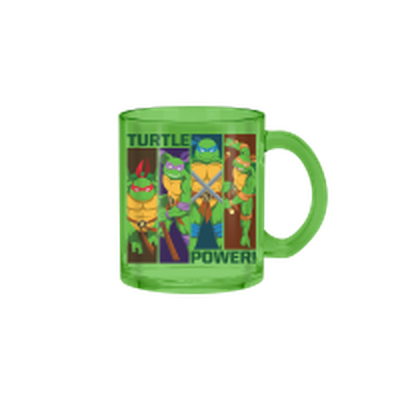 TMNT TURTLE POWER PANELS  17.5oz Glass Coffee Mug – 24 pc ppk ($5.00 each)