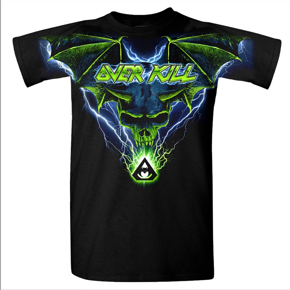 Overkill Blue Batwing Skull Allover T-Shirt