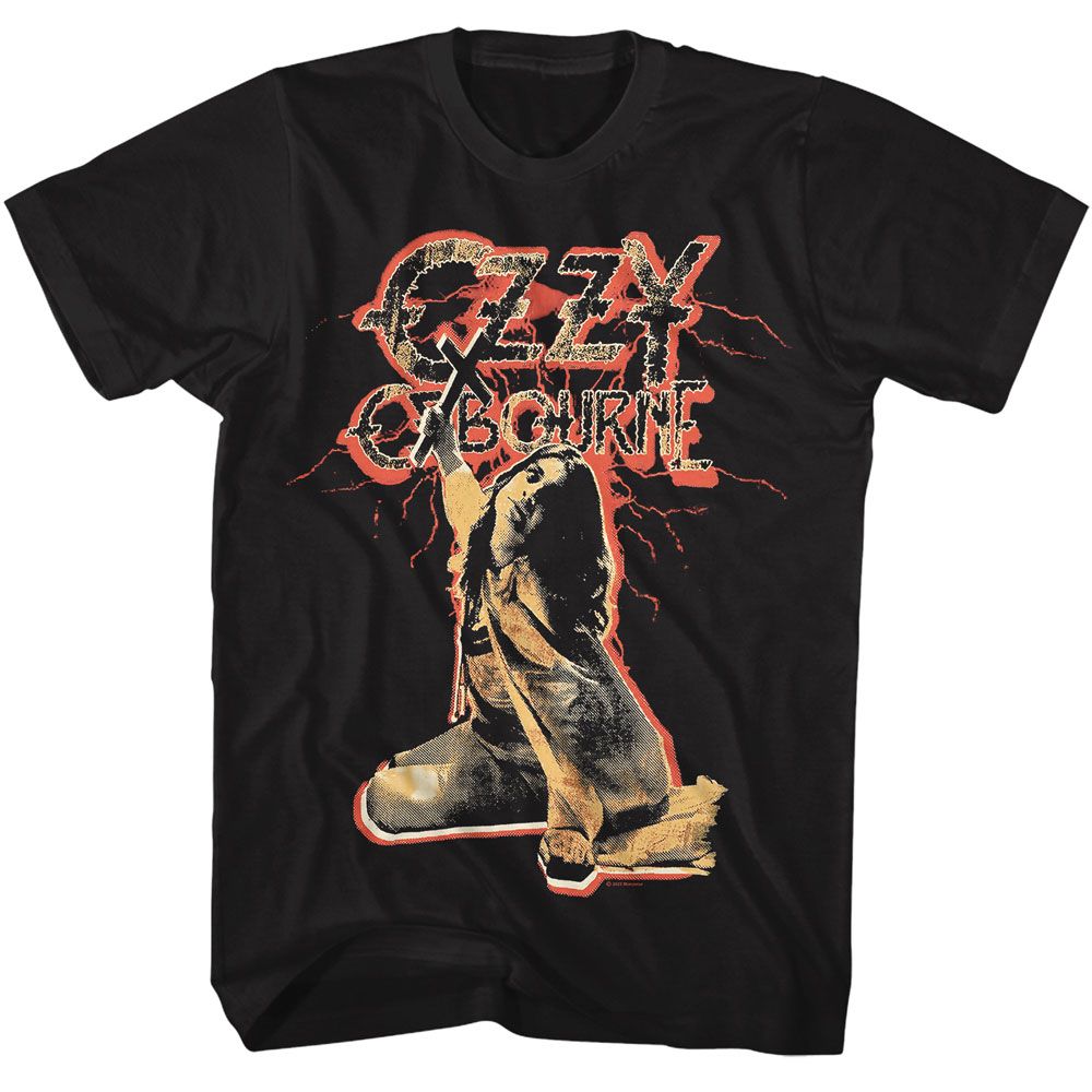 OZZY OSBOURNE-OZZY RED LIGHTNING-BLACK ADULT S/S TSHIRT