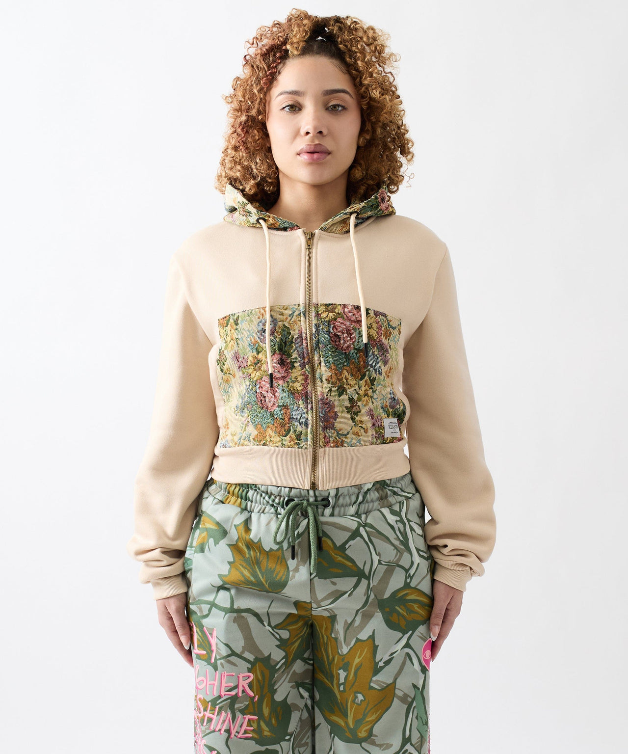 Women Floral Tapestry Graphic Zip Up Hoodie