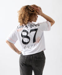 Thumbnail for Los Angeles Sweet Rebel Women's Graphic Short Sleeve Cropped Shirt