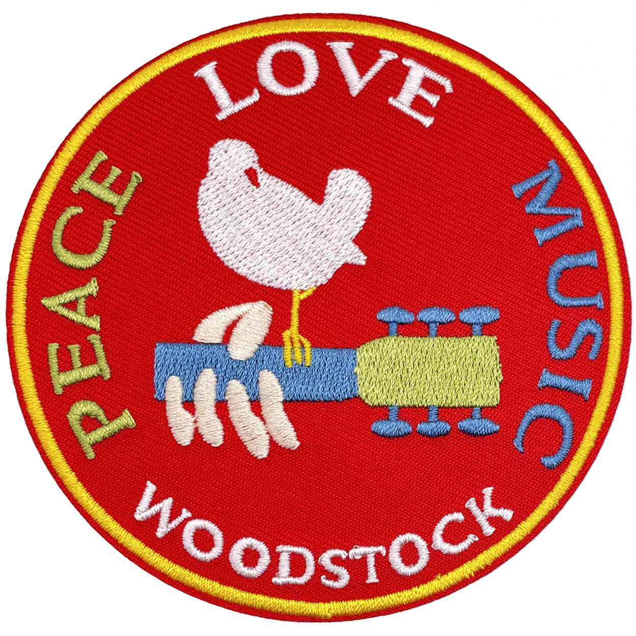 Woodstock Peace Love Music 3.5" Round Patch - 3 pc prepack