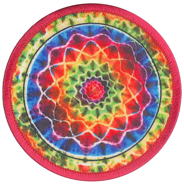 Geometric Tie Dye Circle 3.3"x3.4" Patch - 3 pc prepack