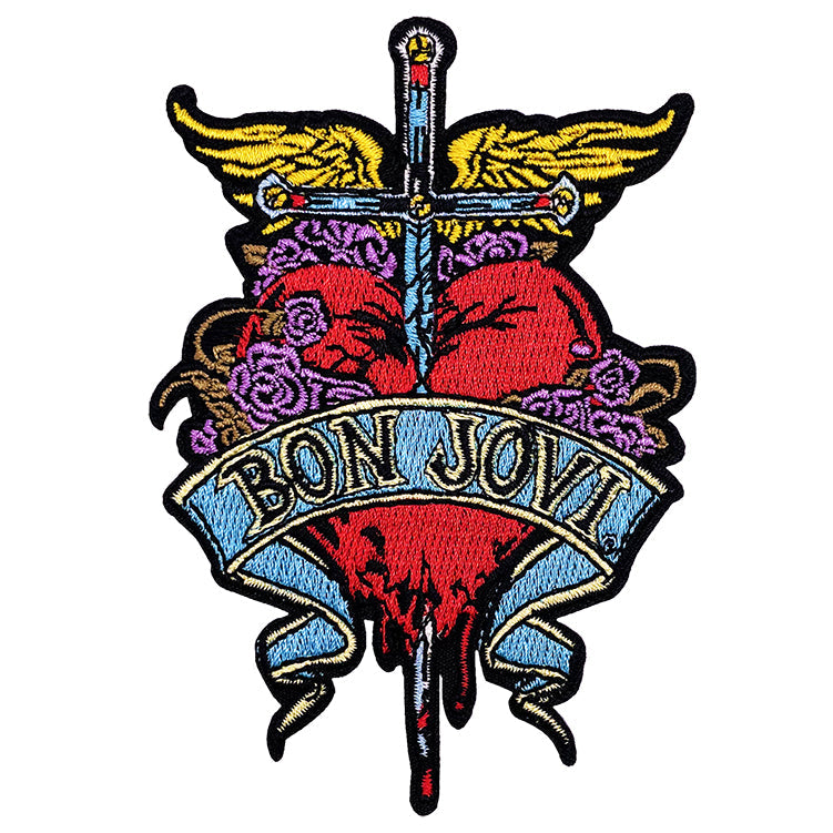 Bon Jovi Heart  Dagger 2.8"x4.2" Patch - 3 pc prepack