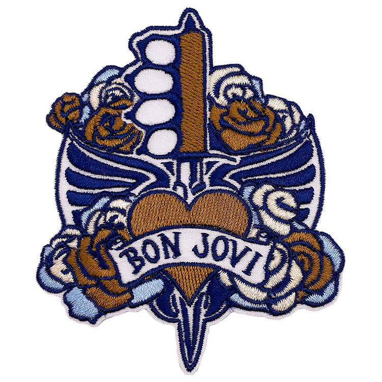 Bon Jovi Blue Heart  Dagger 2.9"x3.5" Patch - 3 pc prepack