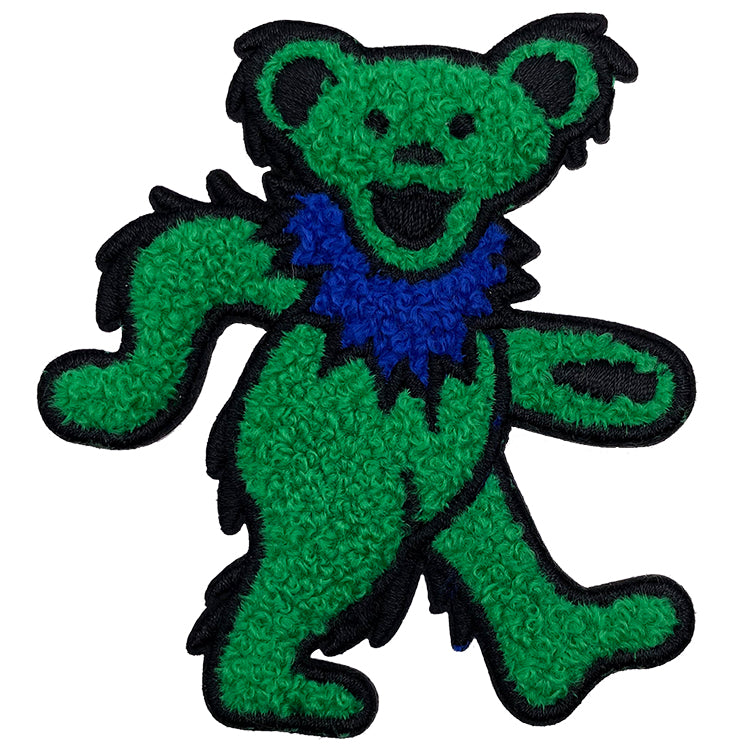 Grateful Dead Green Dancing Bear 3.25"x3.5" Chenille Patch - 3 pc prepack