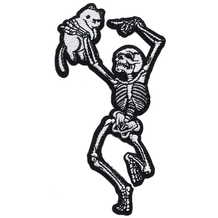 Tobe Fonseca Skeleton Dancing with Cat 2.25"x4.6" Patch - 3 pc prepack