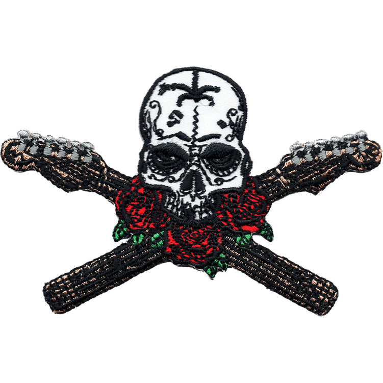 David Lozeau Skull  Guitar Neck Cross 3.6"x2.3" Patch - 3 pc prepack