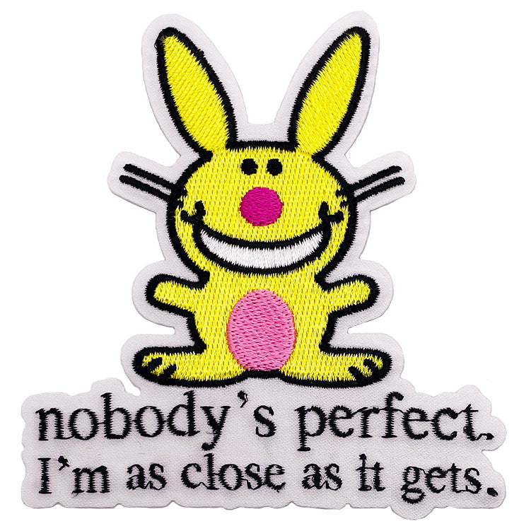 It's Happy Bunny Nobody's Perfect 3.25"x3.6" Patch - 3 pc prepack