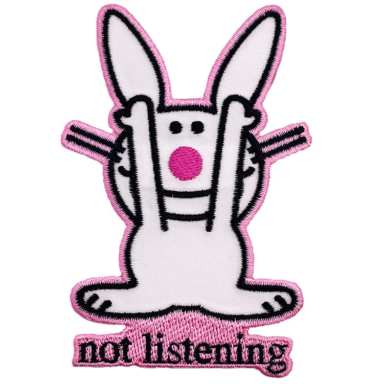 It's Happy Bunny Not Listening 2.1"x3.5" Patch - 3 pc prepack
