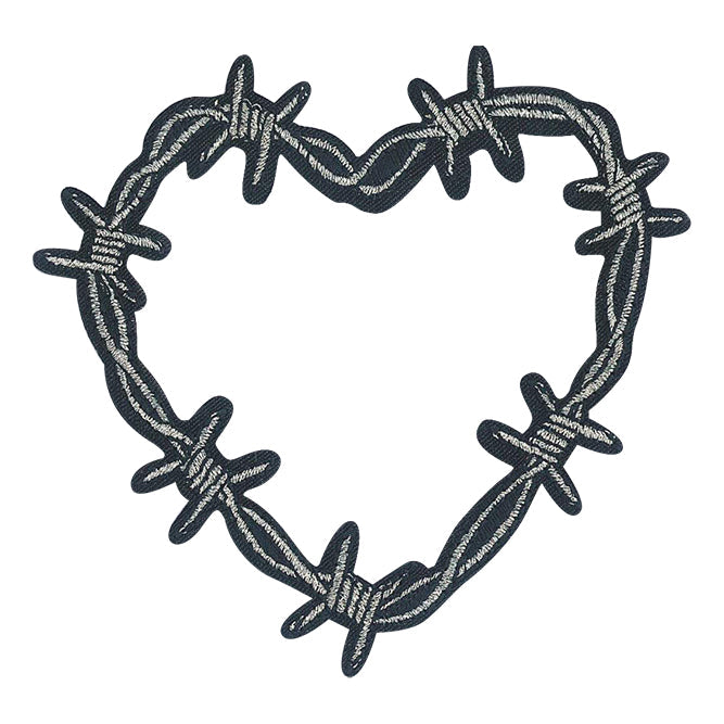 JSX Barbed Wire Heart 3.75"x3.3" Metallic Patch - 3 pc prepack