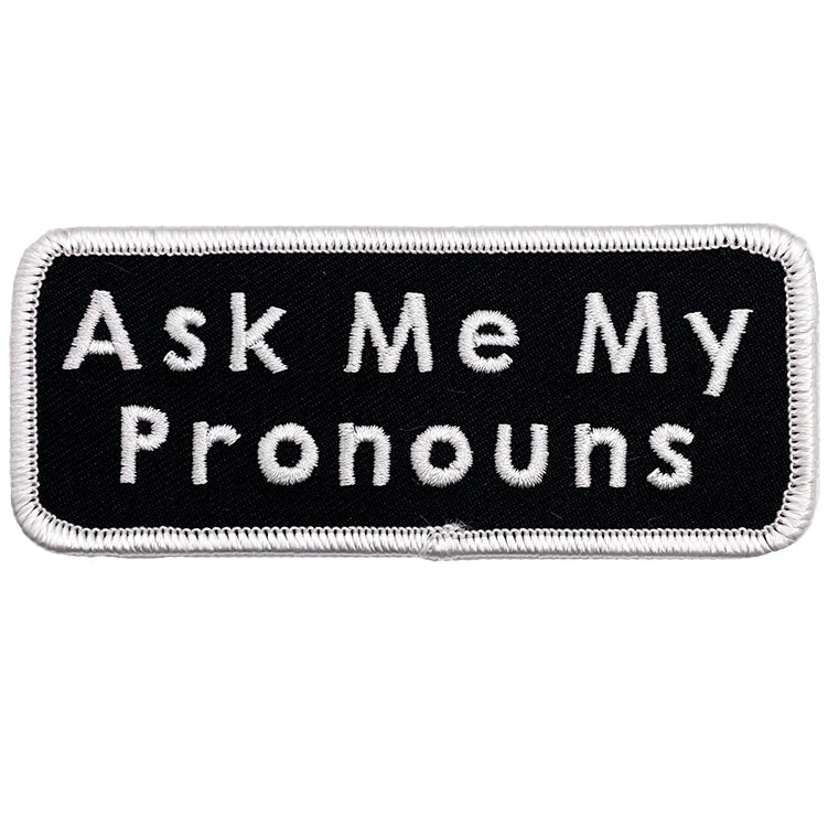 LGBTQ+ Ask My Pronouns 4"x1.6" Patch - 3 pc prepack