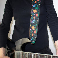Thumbnail for THE BOHO SERIES: DIRECT TO GARMENT LEATHER CASUAL FLORAL PRINT Guitar Strap