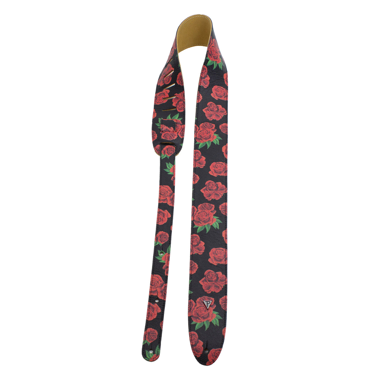 THE BOHO SERIES: DIRECT TO GARMENT LEATHER RED ROSE PRINT Guitar Strap
