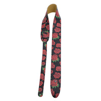 Thumbnail for THE BOHO SERIES: DIRECT TO GARMENT LEATHER RED ROSE PRINT Guitar Strap