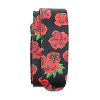 Thumbnail for THE BOHO SERIES: DIRECT TO GARMENT LEATHER RED ROSE PRINT Guitar Strap