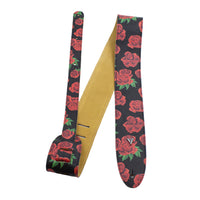 Thumbnail for THE BOHO SERIES: DIRECT TO GARMENT LEATHER RED ROSE PRINT Guitar Strap