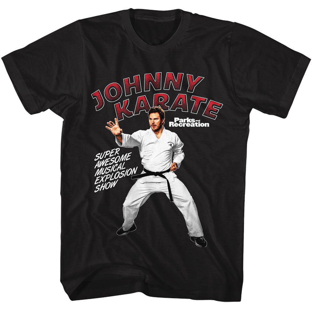 PARKS AND RECREATION-JOHNNY KARATE-BLACK ADULT S/S TSHIRT