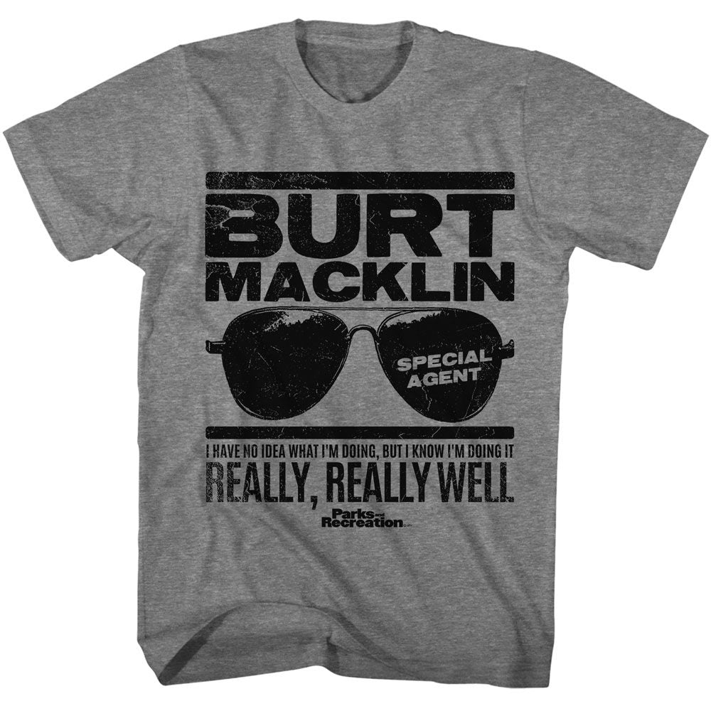 PARKS AND RECREATION-PARKS AND RECREATION BURT MACKLIN-GRAPHITE HEATHER ADULT S/S TSHIRT