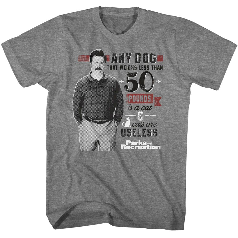 PARKS AND RECREATION-PARKS AND RECREATION DOG LESS THAN 50 POUNDS-GRAPHITE HEATHER ADULT S/S TSHIRT