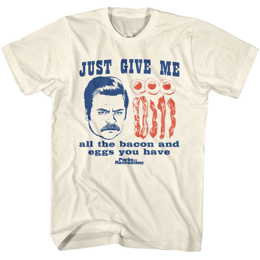 PARKS AND RECREATION-PARKS AND RECREATION ALL THE BACON AND EGGS-NATURAL ADULT S/S TSHIRT