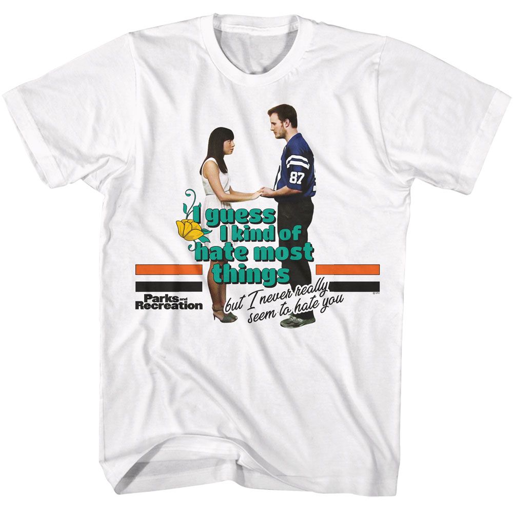 PARKS AND RECREATION-PARKS AND RECREATION I NEVER SEEM TO HATE YOU-WHITE ADULT S/S TSHIRT