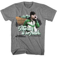 Thumbnail for PARKS AND RECREATION-PARKS AND RECREATION THE AIR IS SO FRESH-GRAPHITE HEATHER ADULT S/S TSHIRT