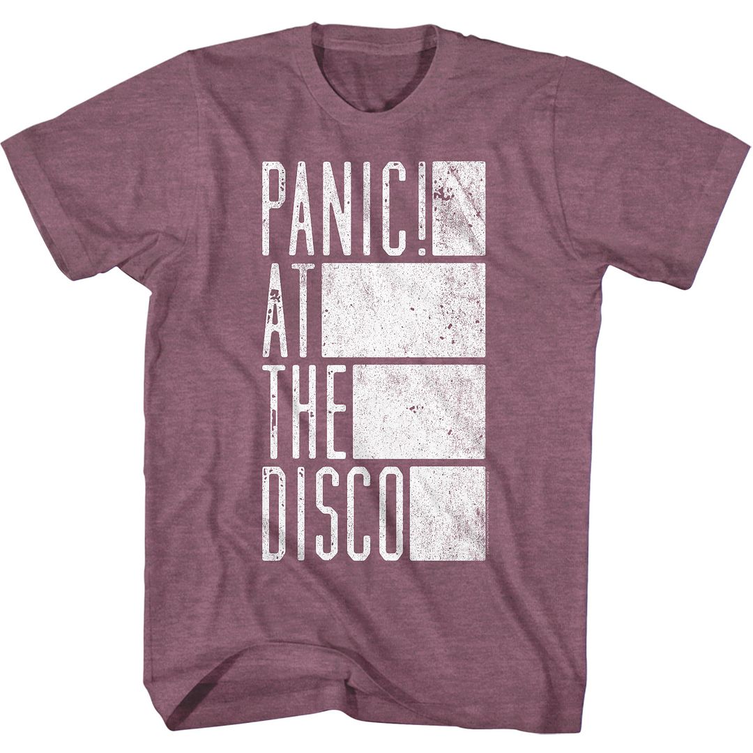 PANIC AT THE DISCO BOX LIGHT MAROON HEATHER ADULT S/S TSHIRT