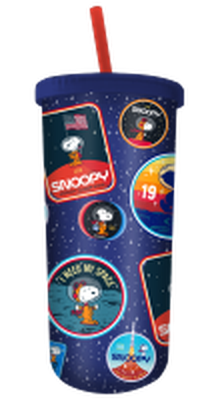 Peanuts Snoopy Space Patches  20oz Plastic Tall Cold Cup w/ Lid and Straw – 12 pc ppk ($5.25 each)