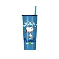Thumbnail for Peanuts Snoopy Collegiate  22oz Double Walled Stainless Steel Tumbler w Straw – 12 pc ppk ($12.50 each)