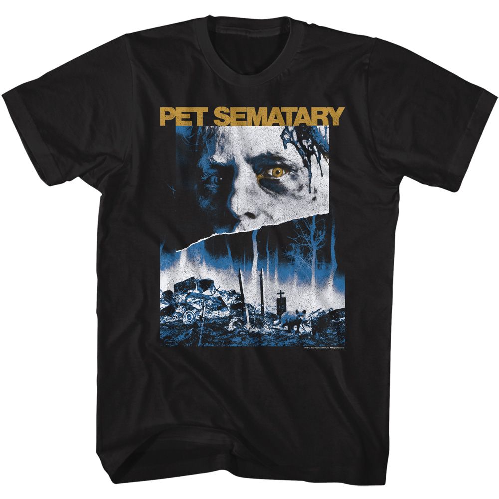 PET SEMATARY-PET SEMATARY 3 COLOR POSTER-BLACK ADULT S/S TSHIRT