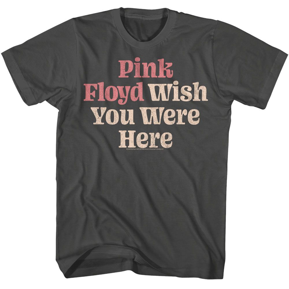 PINK FLOYD-PINK FLOYD WISH YOU WERE HERE TEXT-SMOKE ADULT S/S TSHIRT