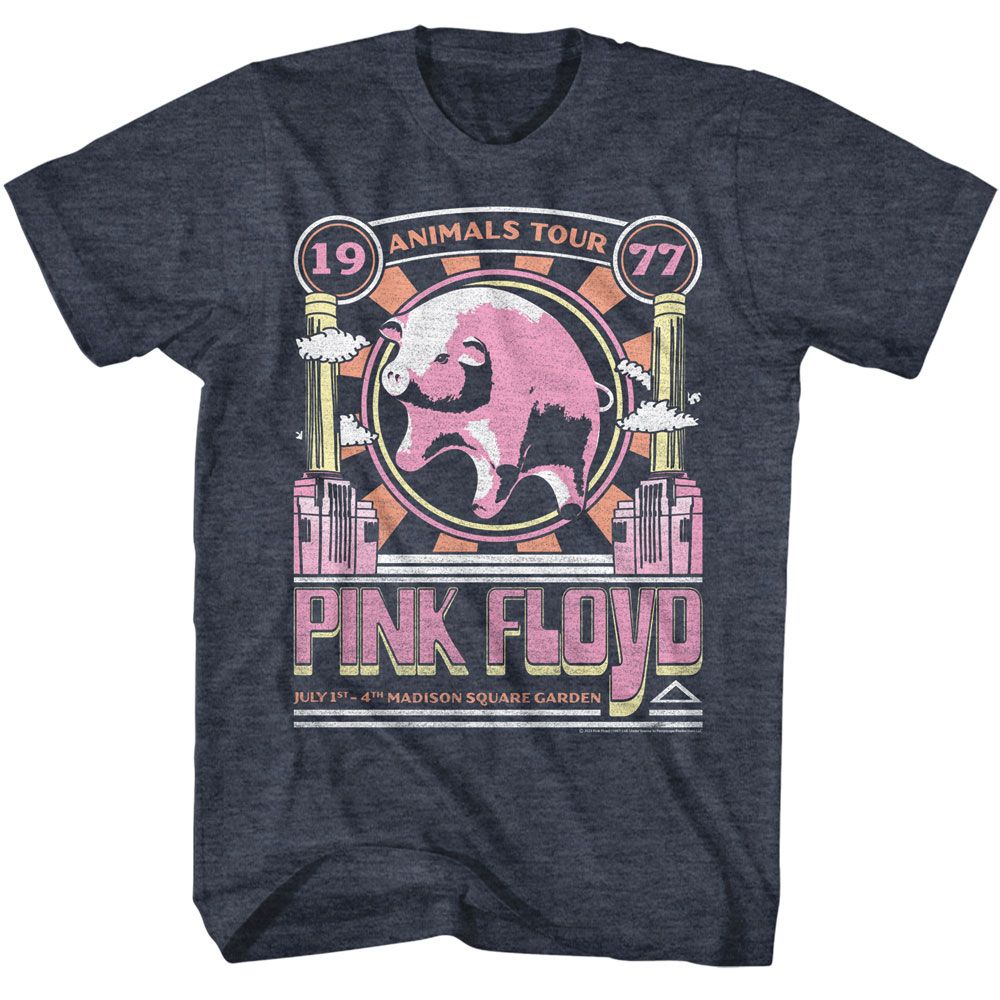 PINK FLOYD-PINK FLOYD ANIMALS TOUR 1977-NAVY HEATHER ADULT S/S TSHIRT