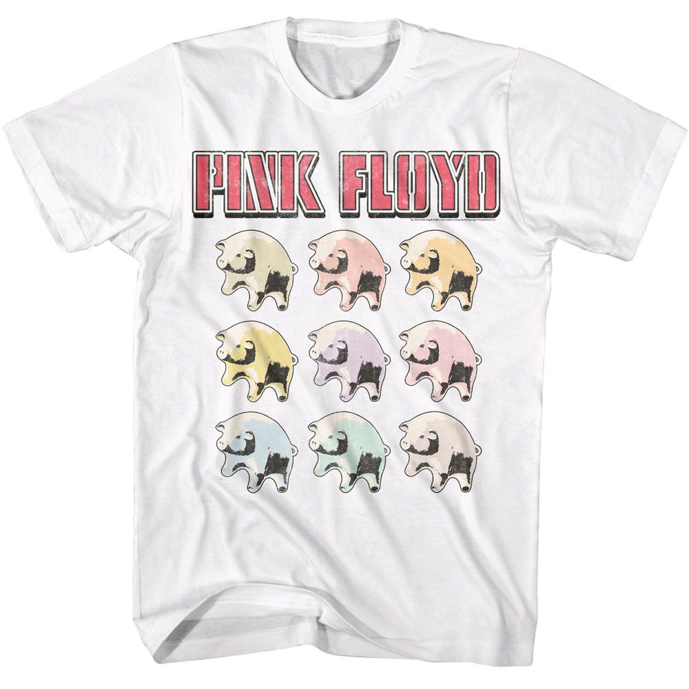 PINK FLOYD-PINK FLOYD MULTI COLOR PIG BABIES-WHITE ADULT S/S TSHIRT