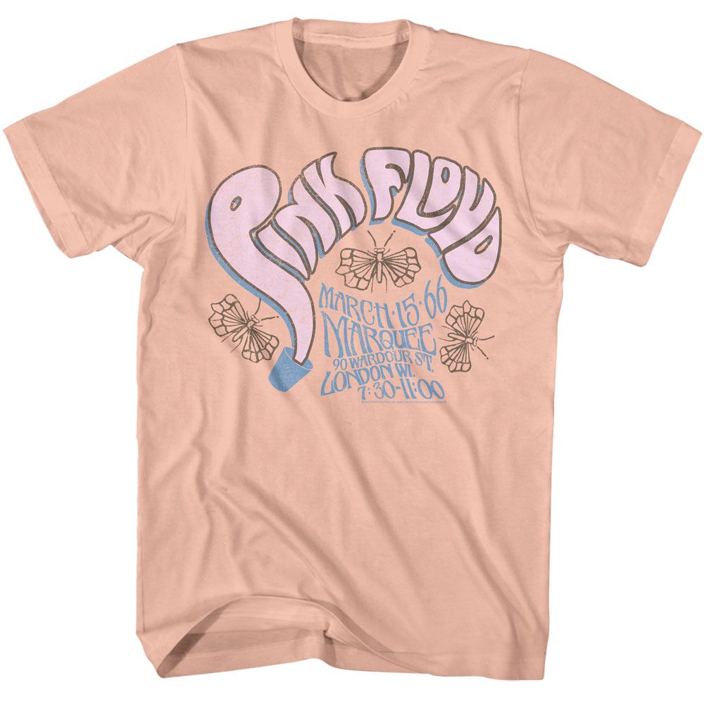 PINK FLOYD-PINK FLOYD BUCKET LETTERS ALT COLORS-PEACH ADULT S/S TSHIRT