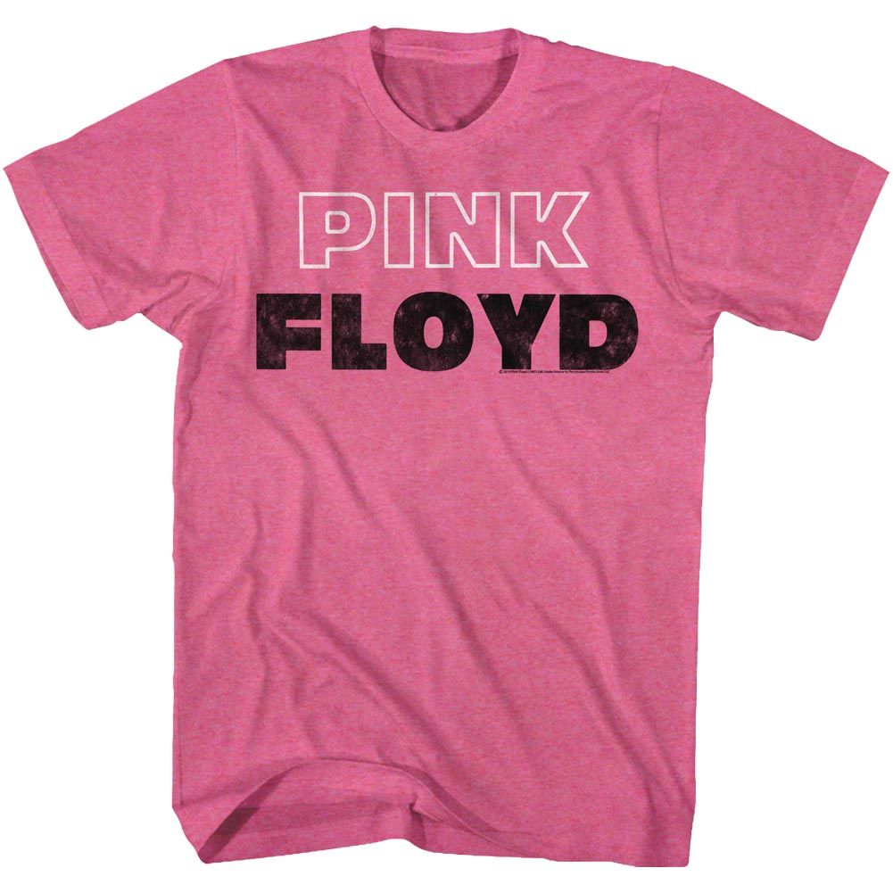 PINK FLOYD-PINK WHITE OUTLINE-RETRO PINK HEATHER ADULT S/S TSHIRT