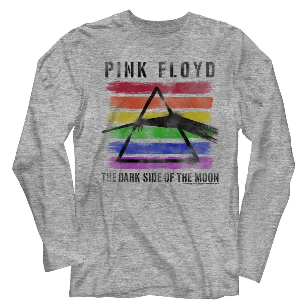 PINK FLOYD-BLACK LIGHT-GRAY HEATHER ADULT L/S TSHIRT
