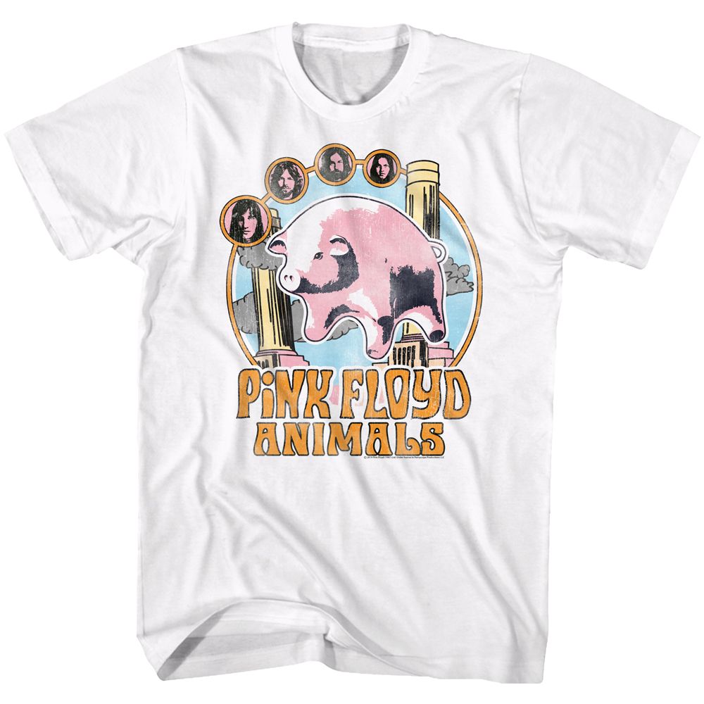 PINK FLOYD-CIRCLE PIG-WHITE ADULT S/S TSHIRT