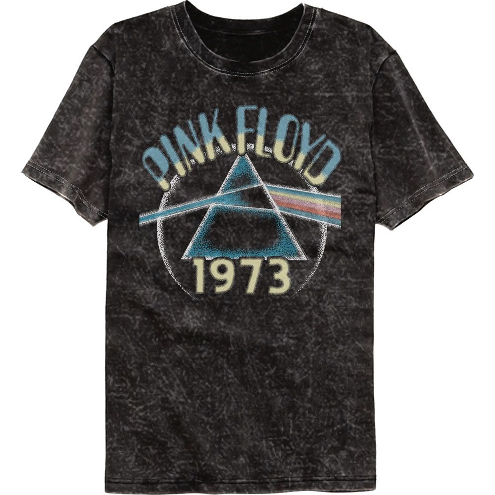 PINK FLOYD-PINK FLOYD DOTTY TEXTURE CIRCLE-MINERAL WASH BLACK ADULT S/S TSHIRT