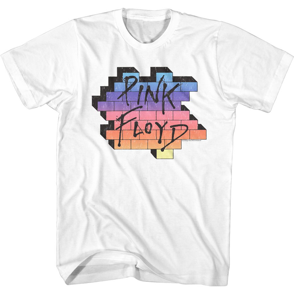 PINK FLOYD-RAINBOW WALL-WHITE ADULT S/S TSHIRT